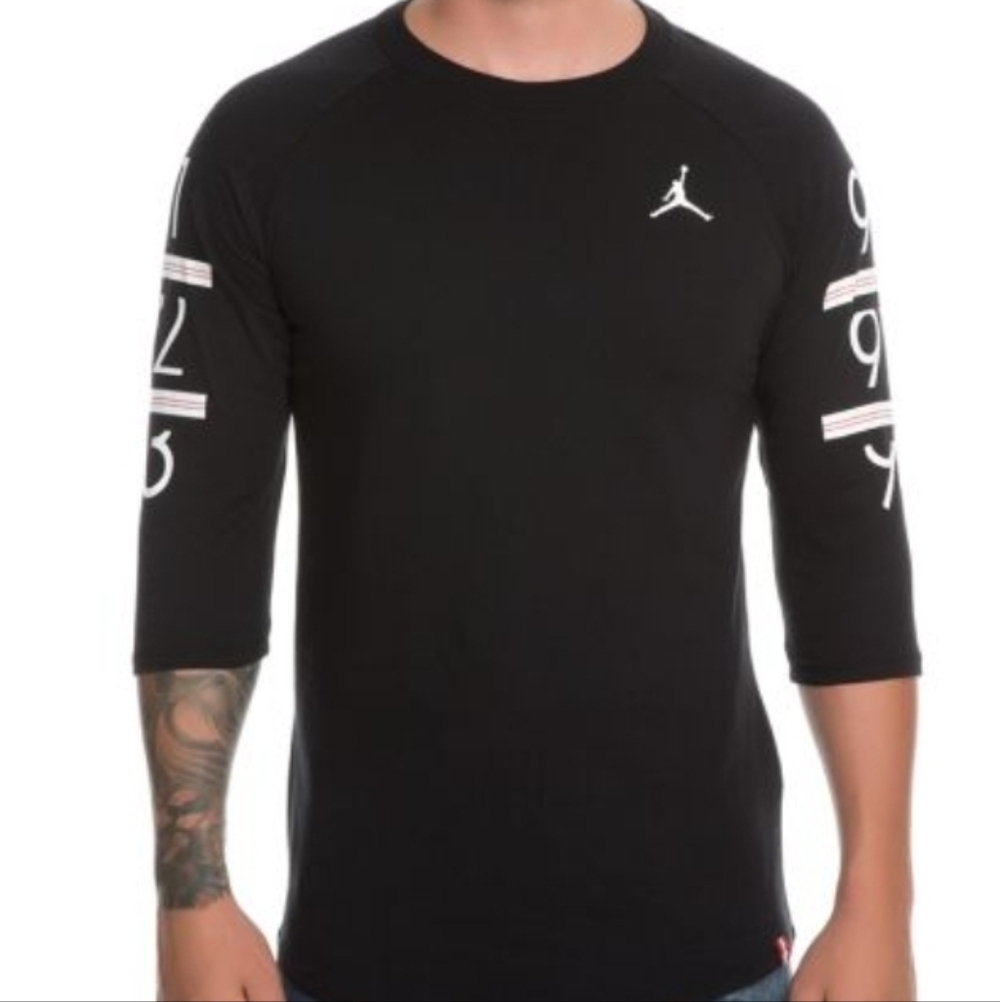 Air Jordan 6 Times 3/4 Raglan T-Shirt Men L Black “Sorry for Your Losses” Logo